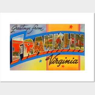 Greetings from Franklin Virginia, Vintage Large Letter Postcard Posters and Art